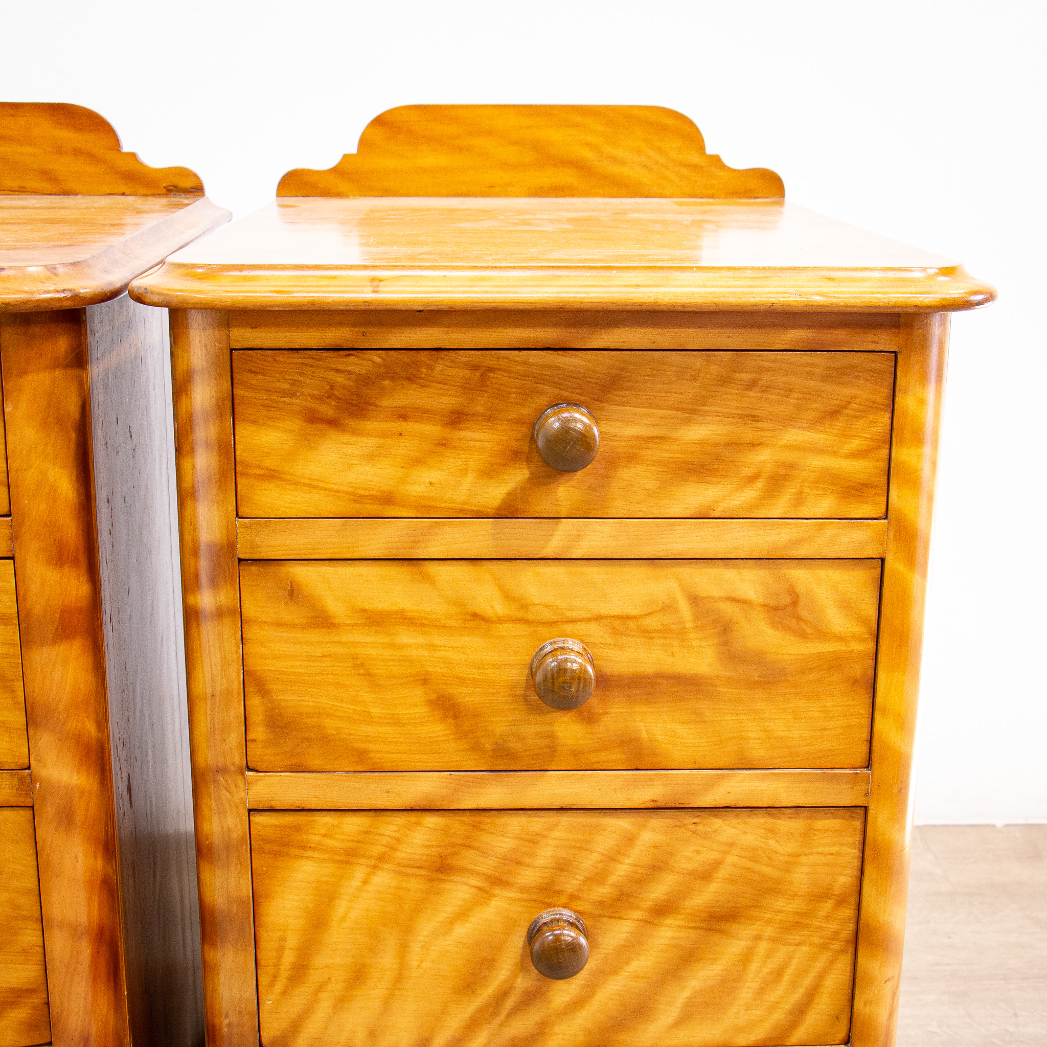 Pair of Deep Satin Birch Bedside Chests