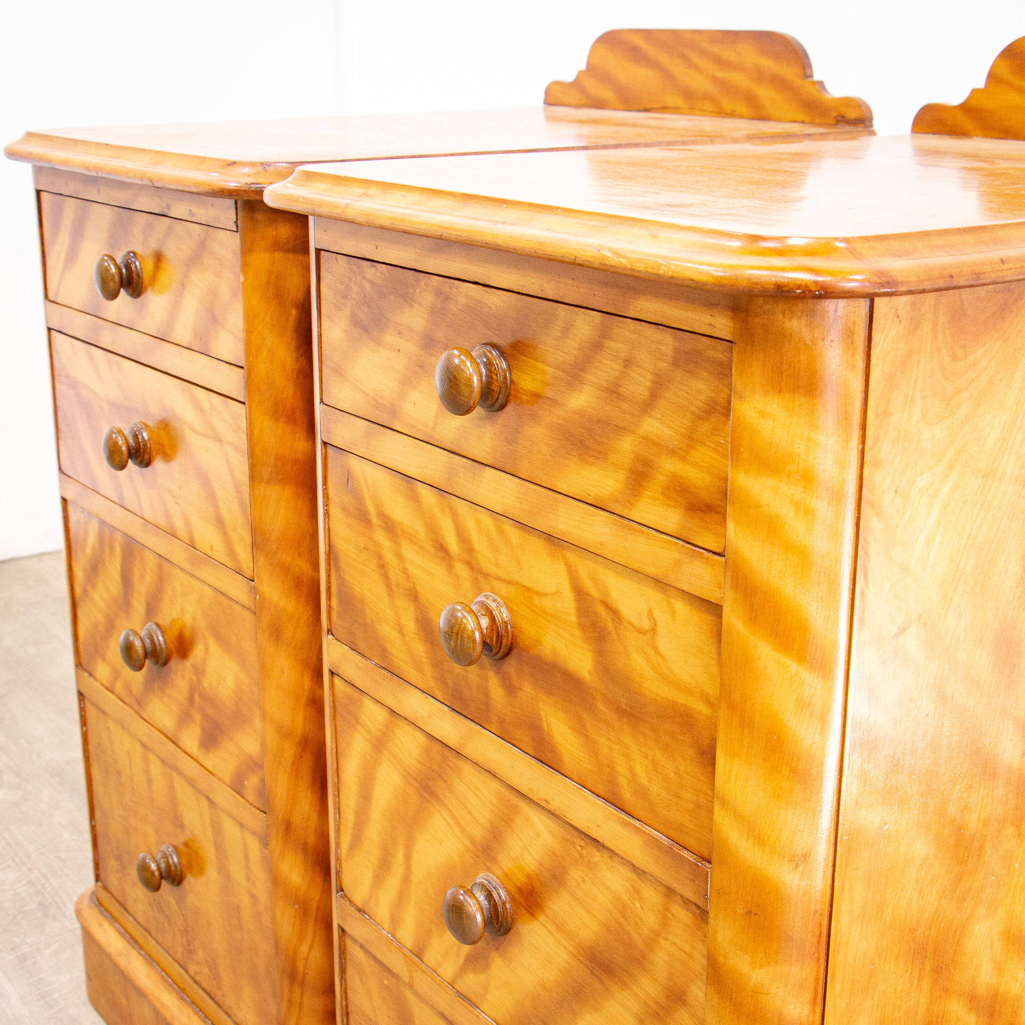 Pair of Deep Satin Birch Bedside Chests