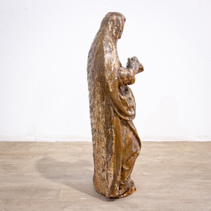 Painted 17th Century Carved Sculpture of St. Anne