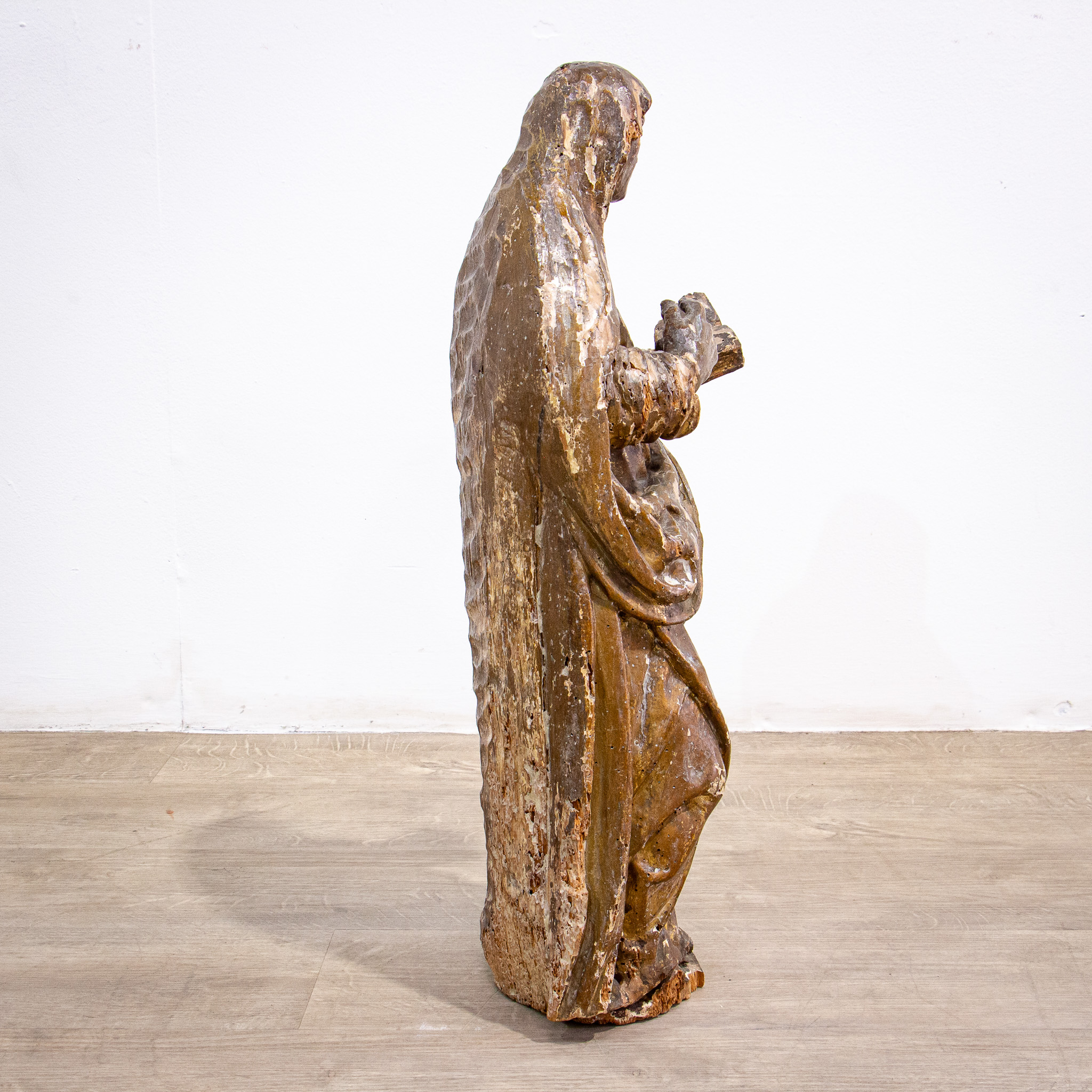 Painted 17th Century Carved Sculpture of St. Anne