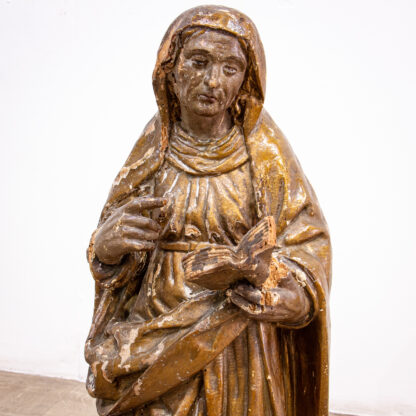 Painted 17th Century Carved Sculpture of St. Anne - Image 3