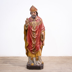 Early 18th Century Polychrome Carving of St. Nicholas