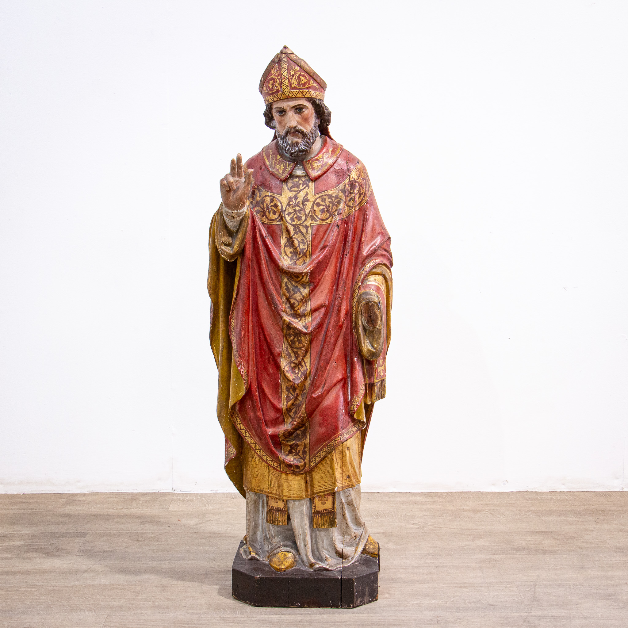 Early 18th Century Polychrome Carving of St. Nicholas
