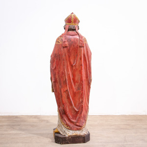 Early 18th Century Polychrome Carving of St. Nicholas