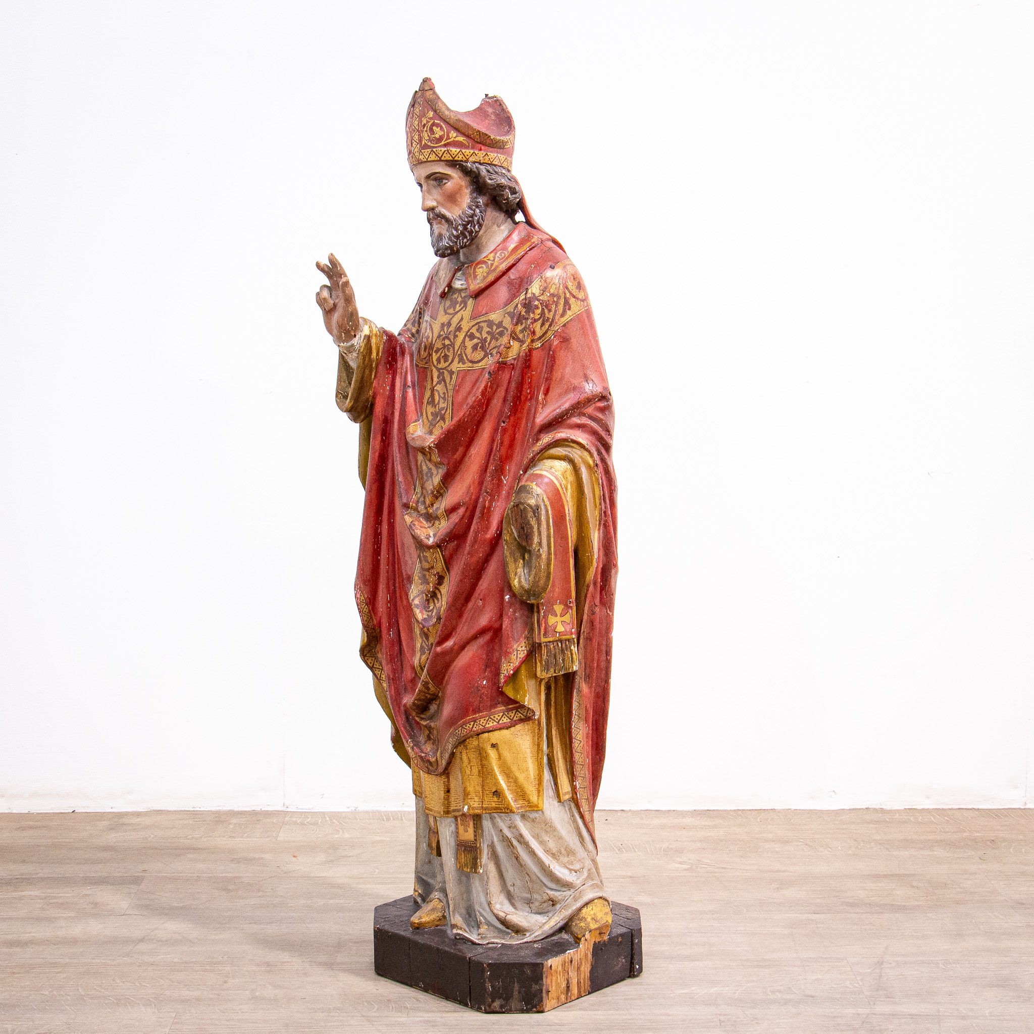 Early 18th Century Polychrome Carving of St. Nicholas