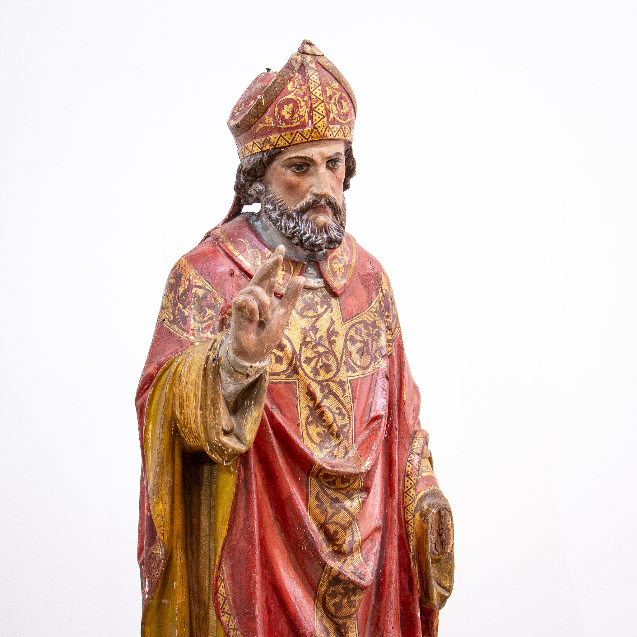 Early 18th Century Polychrome Carving of St. Nicholas