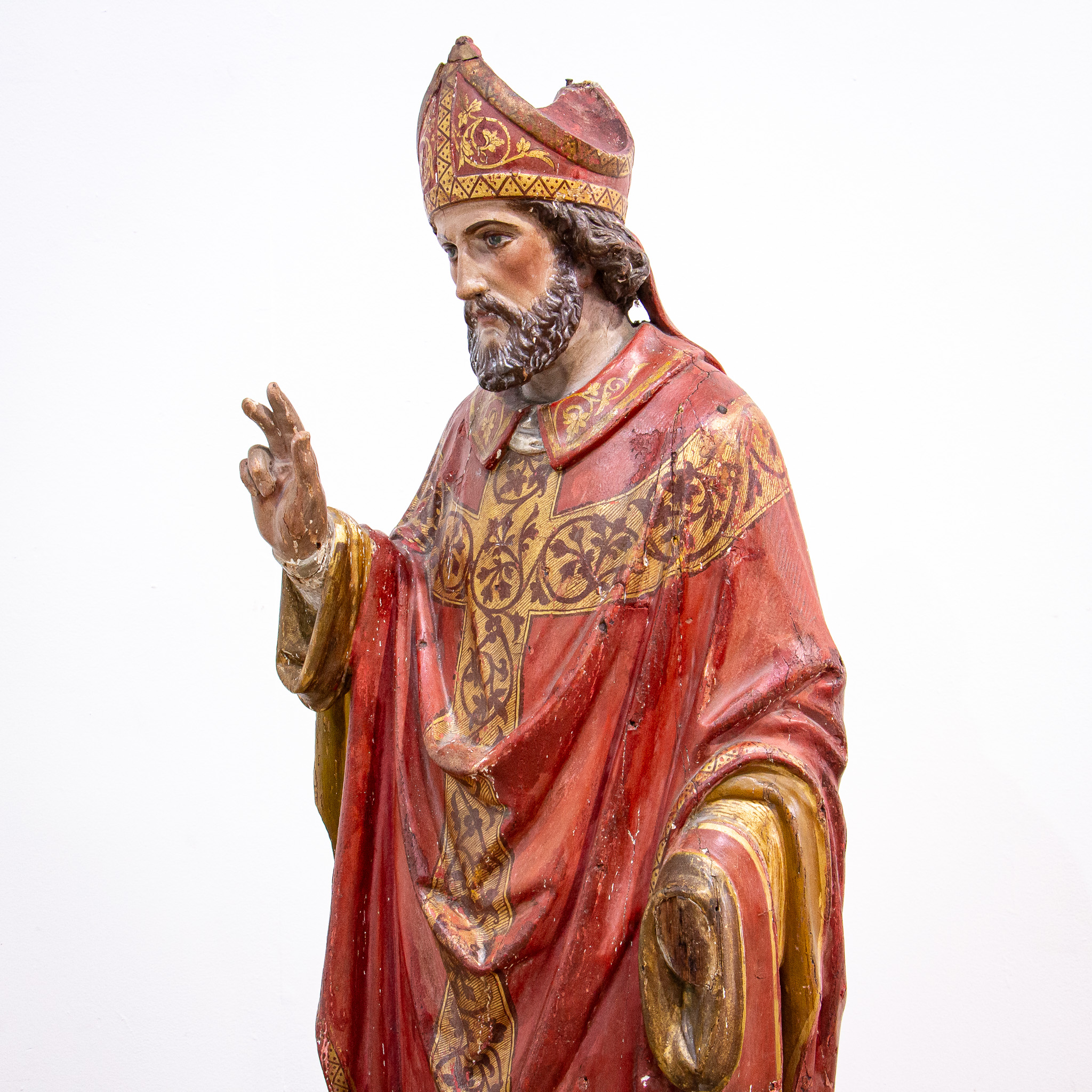 Early 18th Century Polychrome Carving of St. Nicholas
