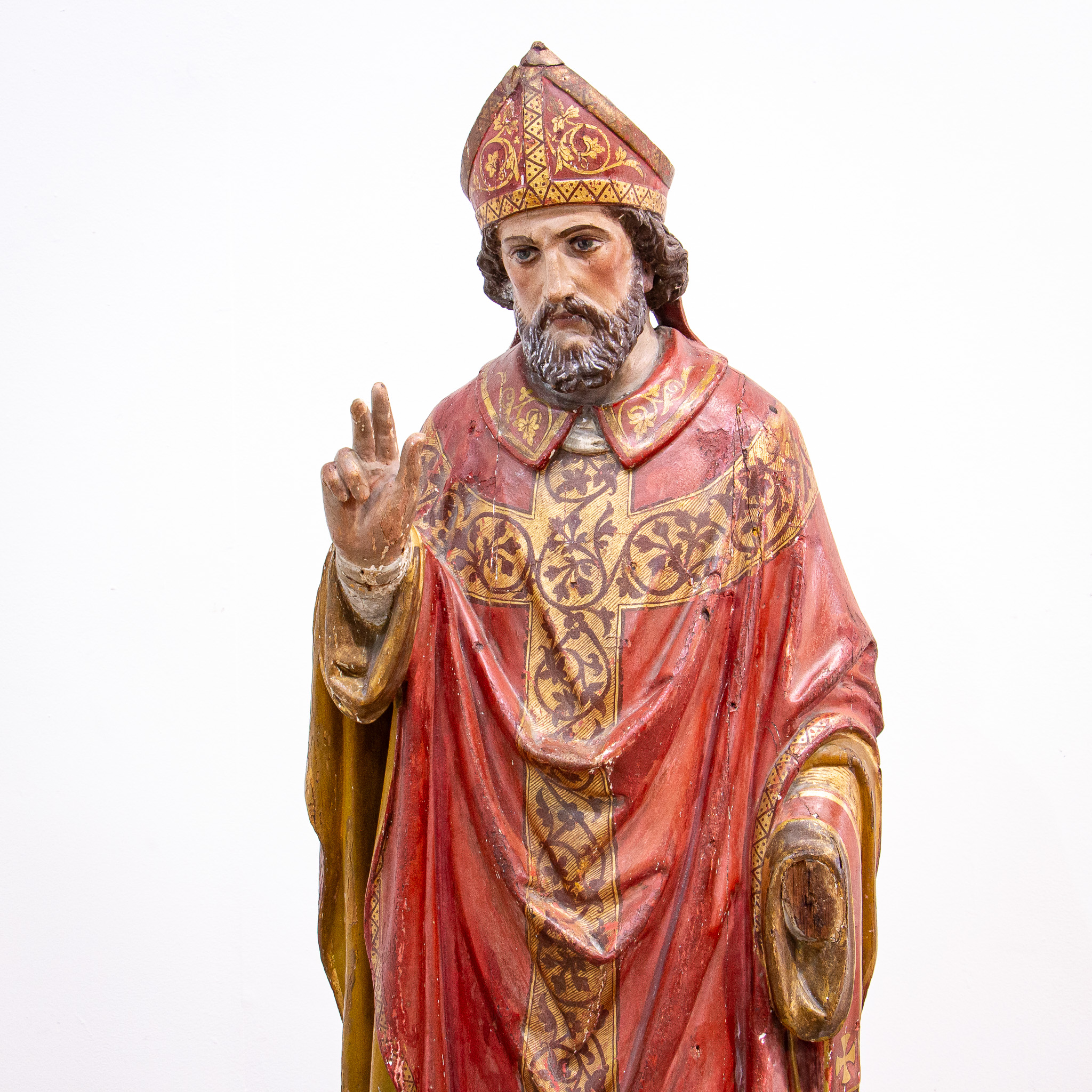 Early 18th Century Polychrome Carving of St. Nicholas