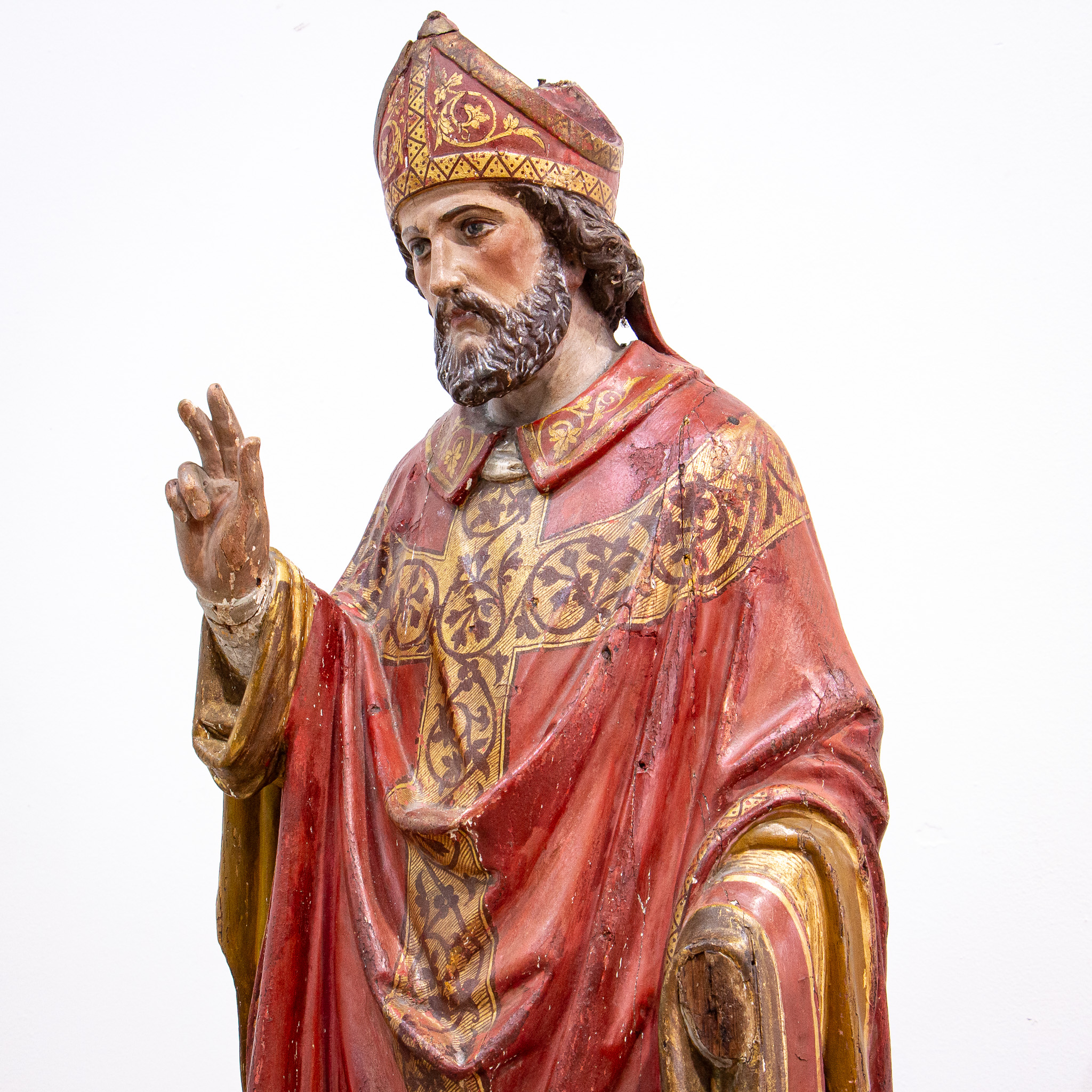 Early 18th Century Polychrome Carving of St. Nicholas