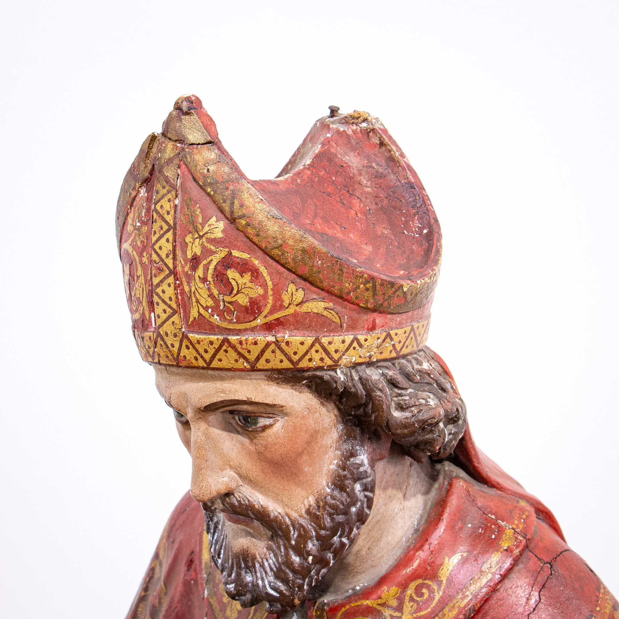 Early 18th Century Polychrome Carving of St. Nicholas