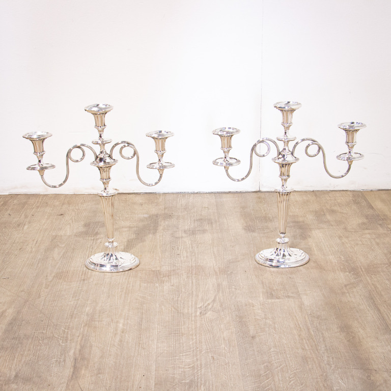 Pair of Large Silverplate Candelabra