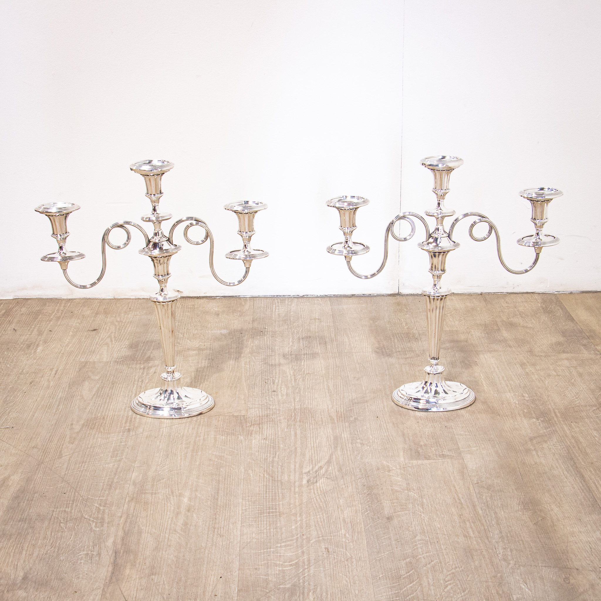 Pair of Large Silverplate Candelabra