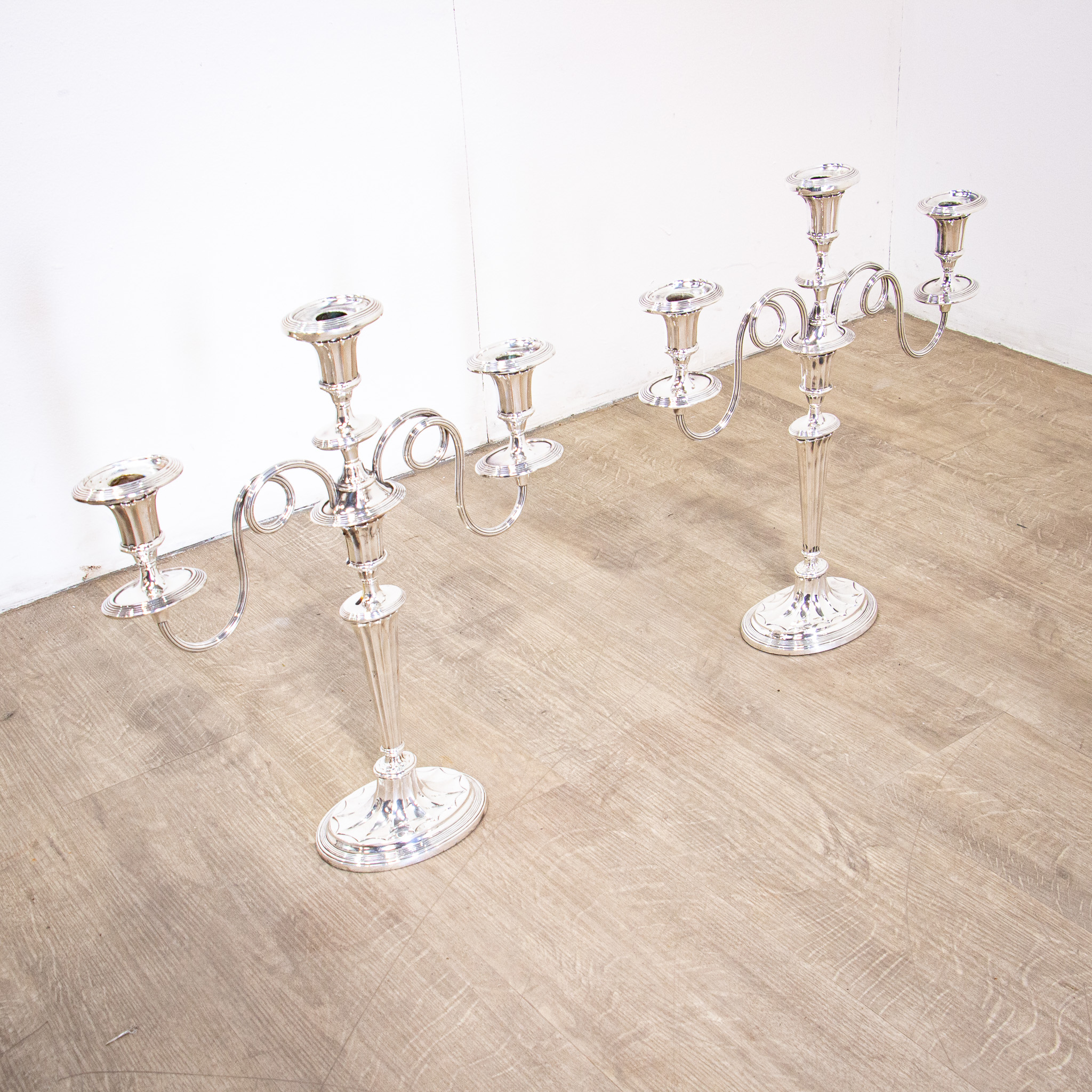 Pair of Large Silverplate Candelabra