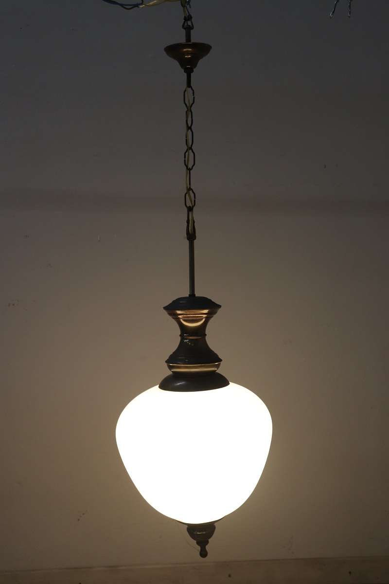 Pendant Lamp in Brass and Glass, 1960s