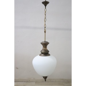 Pendant Lamp in Brass and Glass, 1960s