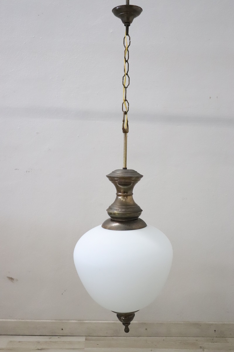 Pendant Lamp in Brass and Glass, 1960s