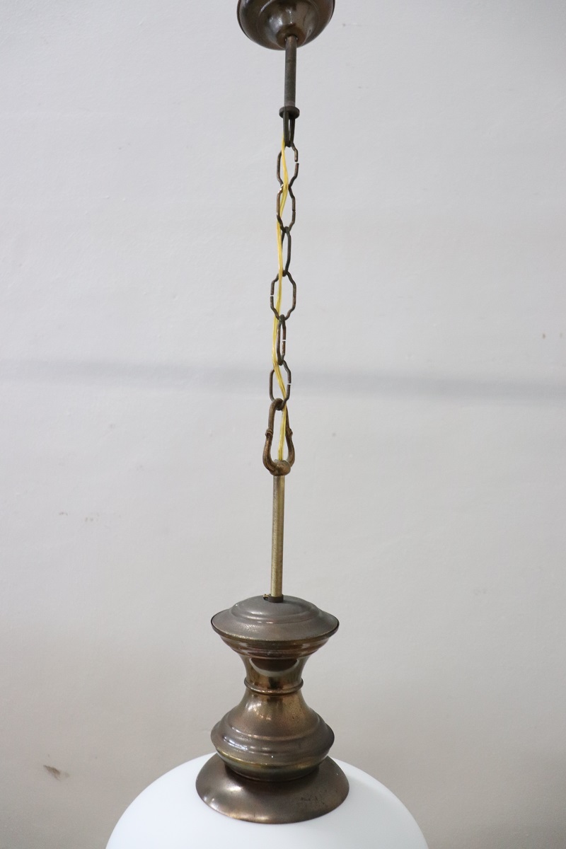 Pendant Lamp in Brass and Glass, 1960s