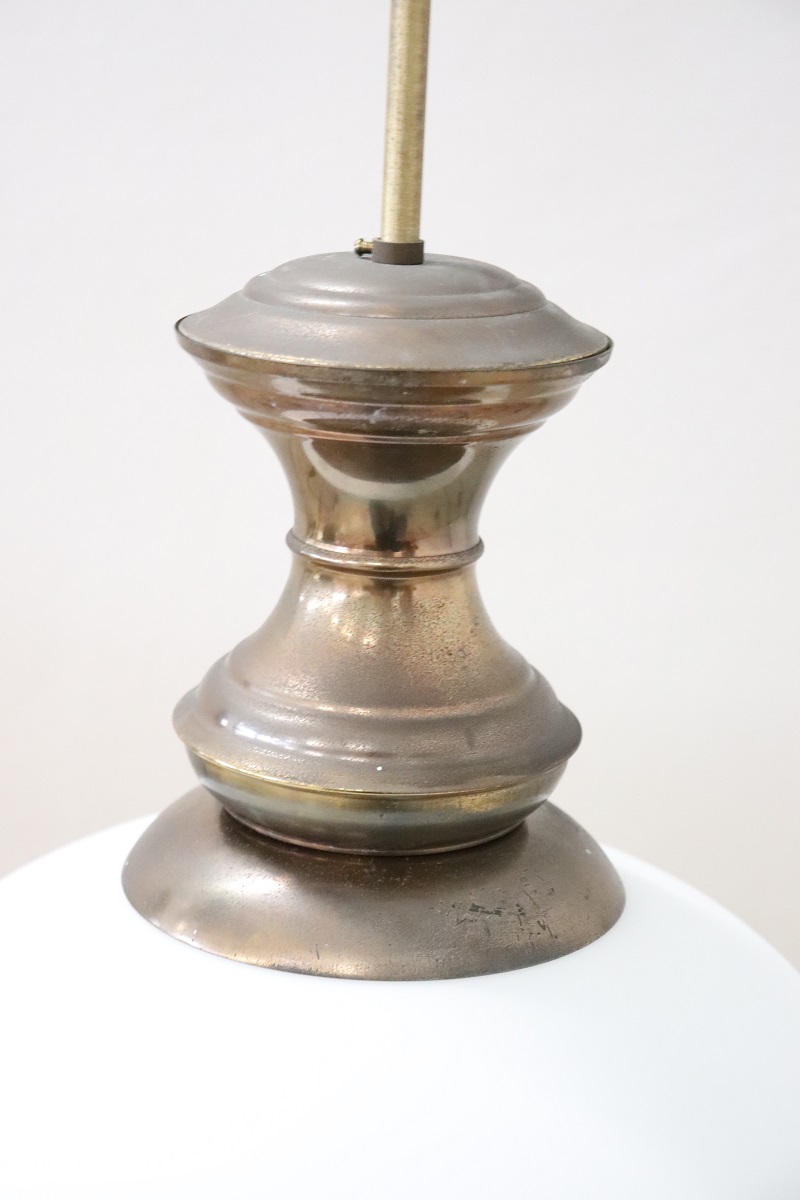 Pendant Lamp in Brass and Glass, 1960s