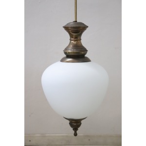 Pendant Lamp in Brass and Glass, 1960s