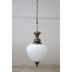 Pendant Lamp in Brass and Glass, 1960s
