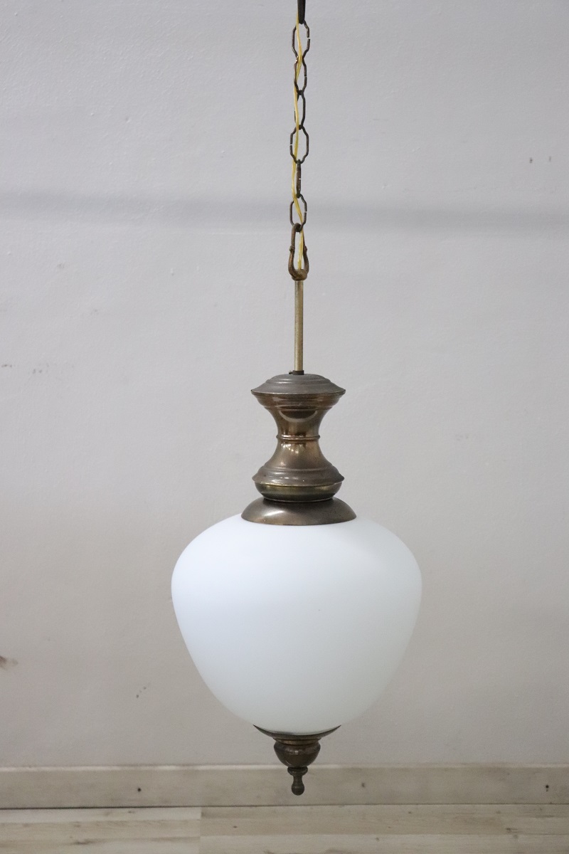 Pendant Lamp in Brass and Glass, 1960s