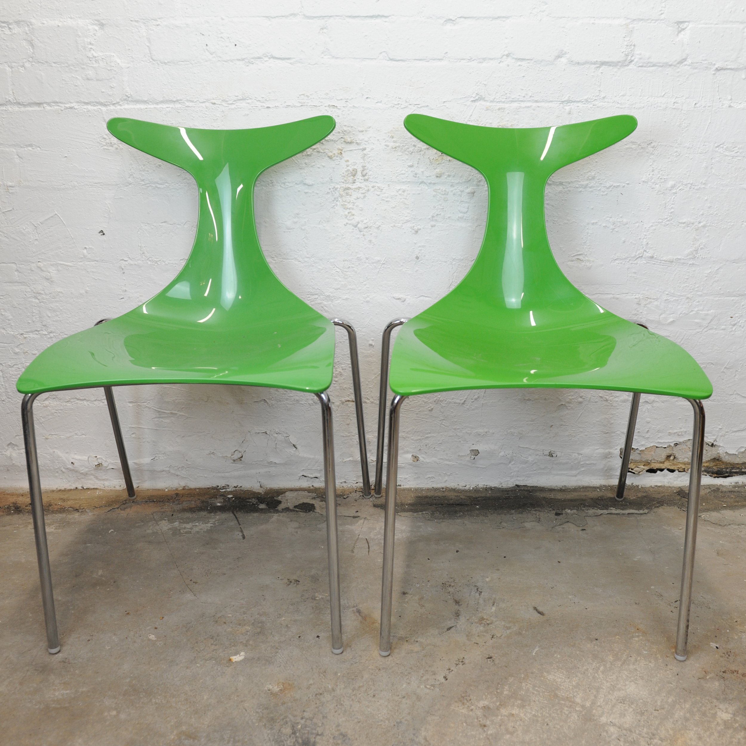 Italian Green Stacking Delfy Chairs By Gino Carollo For Ciacci Kreaty, 1980s