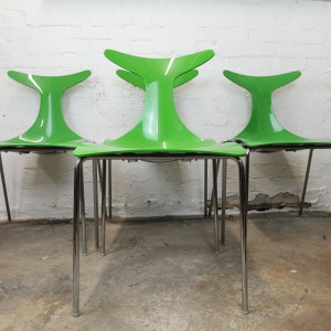 Italian Green Stacking Delfy Chairs By Gino Carollo For Ciacci Kreaty, 1980s