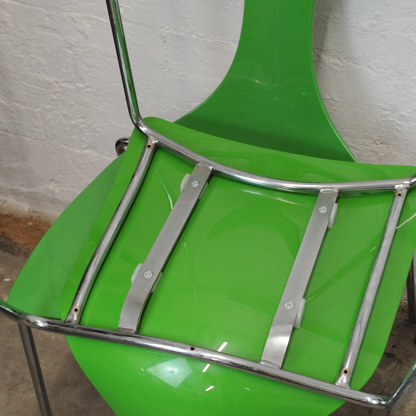 Italian Green Stacking Delfy Chairs By Gino Carollo For Ciacci Kreaty, 1980s