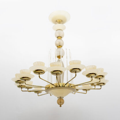 Mid Century Modern Style Brass and Murano Glass Big Chandelier - Image 2