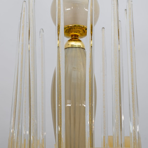Mid Century Modern Style Brass and Murano Glass Big Chandelier