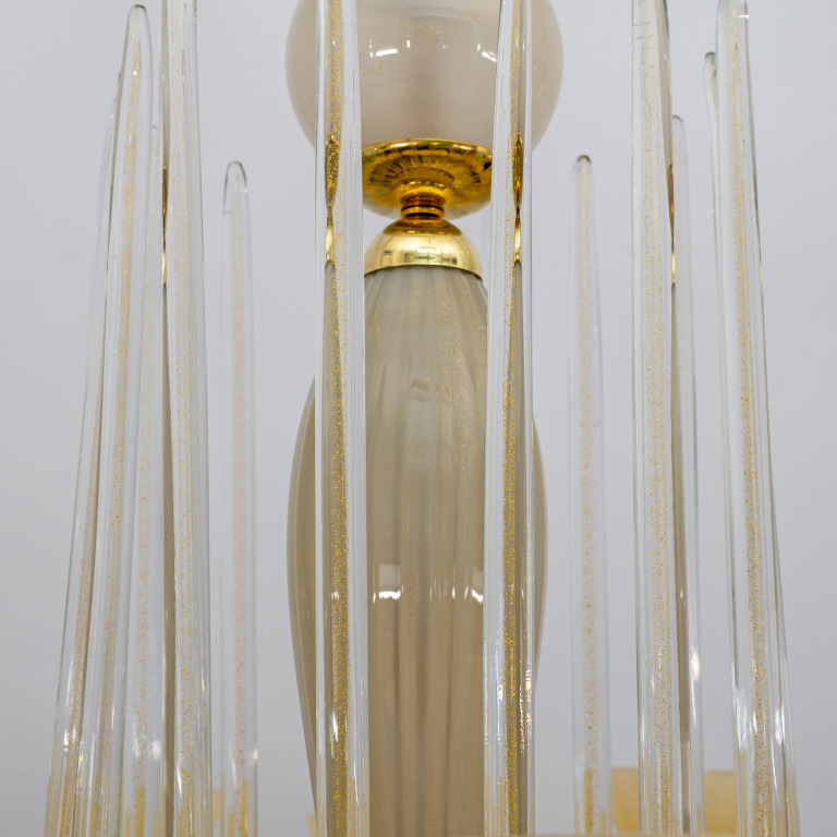 Mid Century Modern Style Brass and Murano Glass Big Chandelier - Image 9