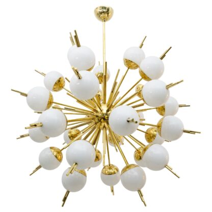 Large Sputnik Murano Glass and Brass Chandelier