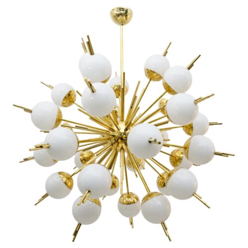 Large Sputnik Murano Glass and Brass Chandelier