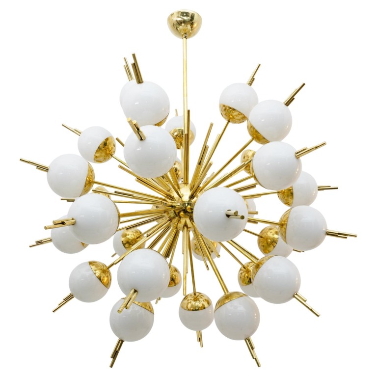 Large Sputnik Murano Glass and Brass Chandelier