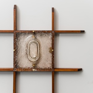 2-Light Wall Lamp With Teak Grid Frame Mazzega 1960s Vintage Modern Antiques