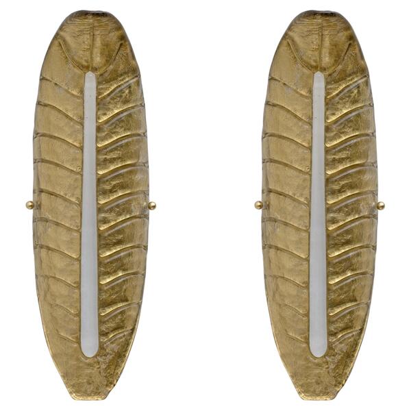 Pair of Modern Murano Glass Gold Leaf Sconces
