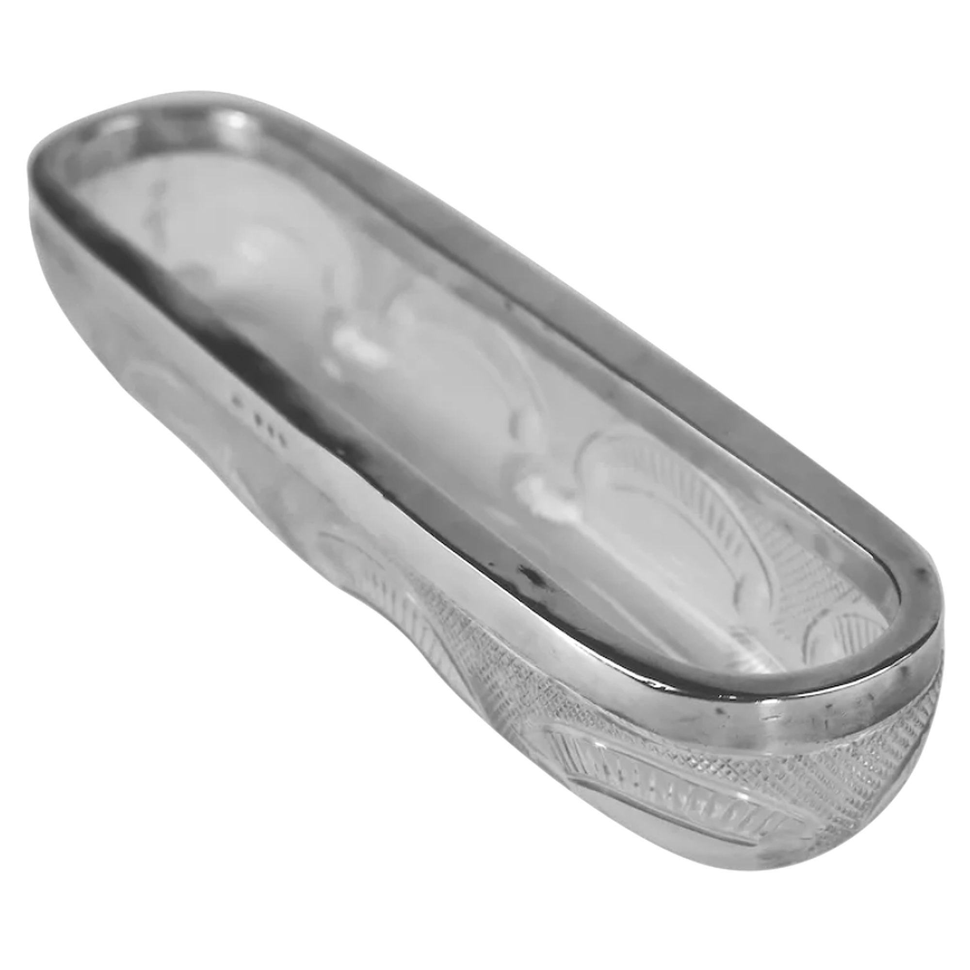 An antique Victorian English solid silver & cut glass Pen / Pin Tray C.1897