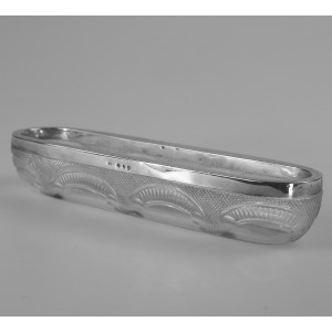 An antique Victorian English solid silver & cut glass Pen / Pin Tray C.1897