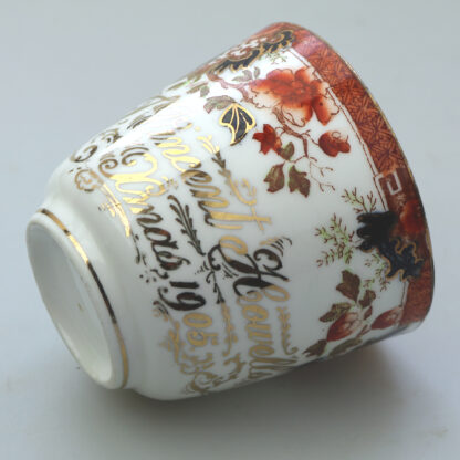 Unusual antique Staffordshire porcelain novelty Presentation Moustache Cup 1905 - Image 3