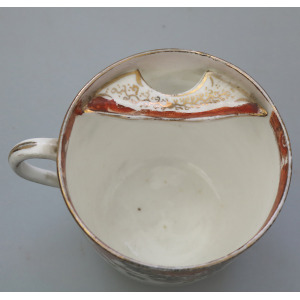 Unusual antique Staffordshire porcelain novelty Presentation Moustache Cup 1905