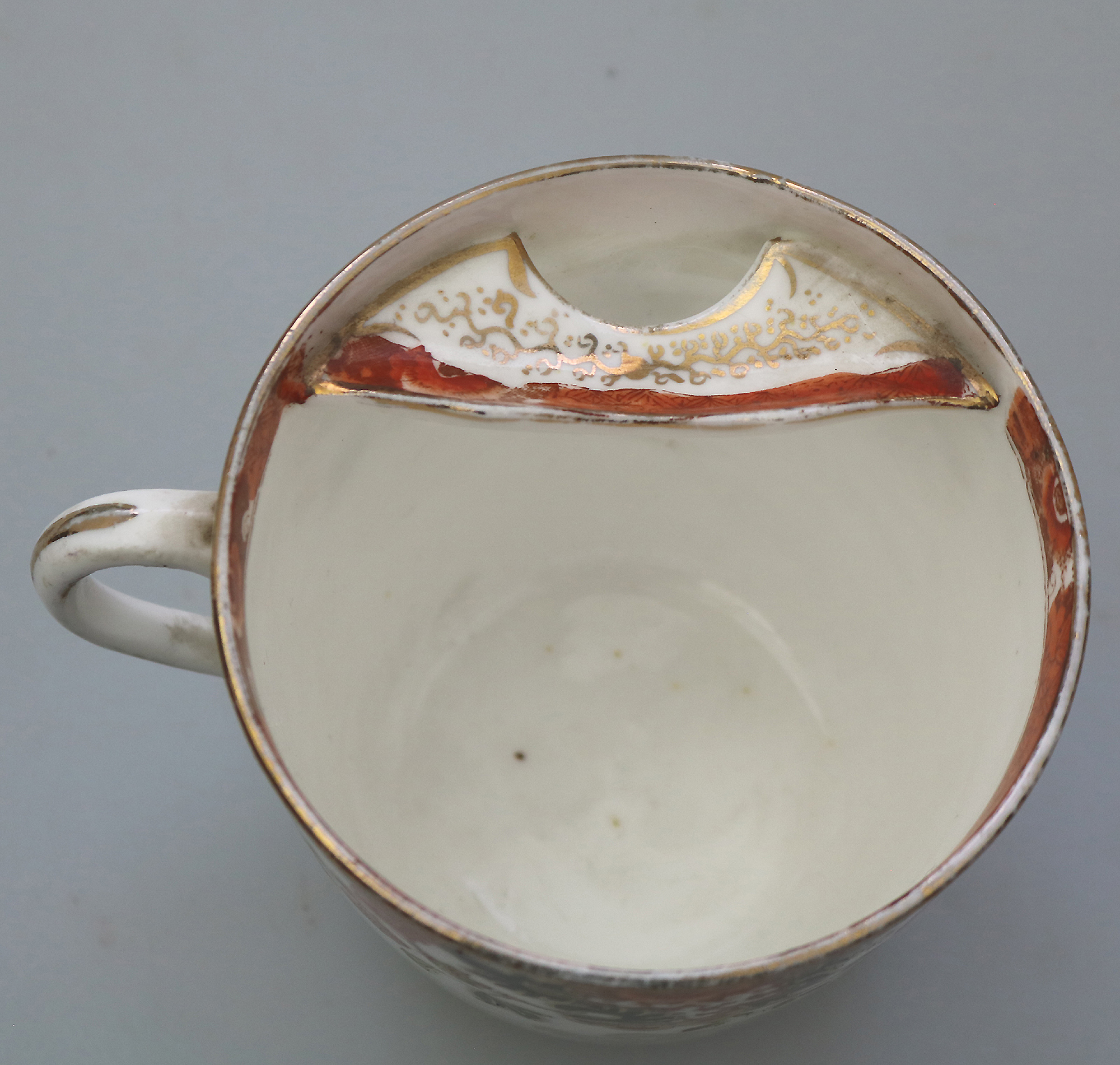 Unusual antique Staffordshire porcelain novelty Presentation Moustache Cup 1905