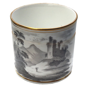 An antique Georgian porcelain Bat Transfer Spode Cup Saucer & Coffee Can C.1805