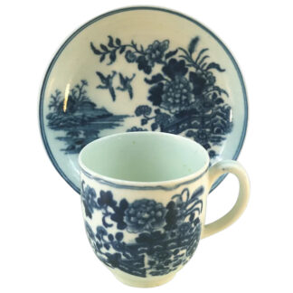 Antique Dr Wall 1st period Worcester blue & white porcelain Cup & Saucer C.1770