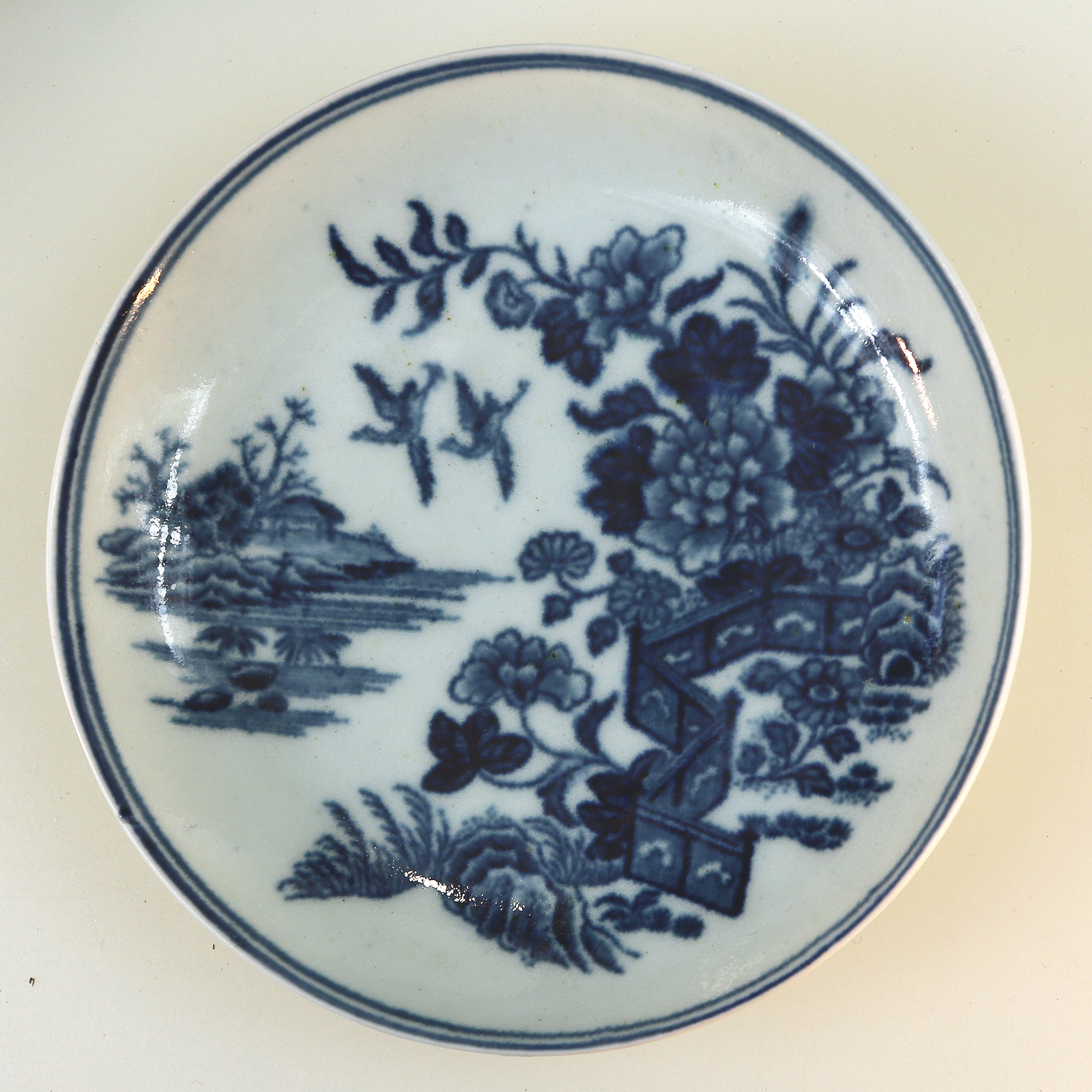 Antique Dr Wall 1st period Worcester blue & white porcelain Cup & Saucer C.1770