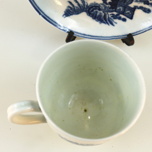 Antique Dr Wall 1st period Worcester blue & white porcelain Cup & Saucer C.1770