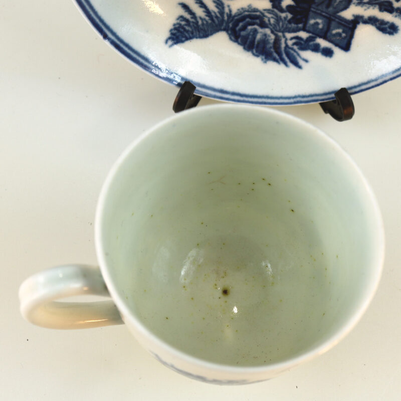 Antique Dr Wall 1st period Worcester blue & white porcelain Cup & Saucer C.1770