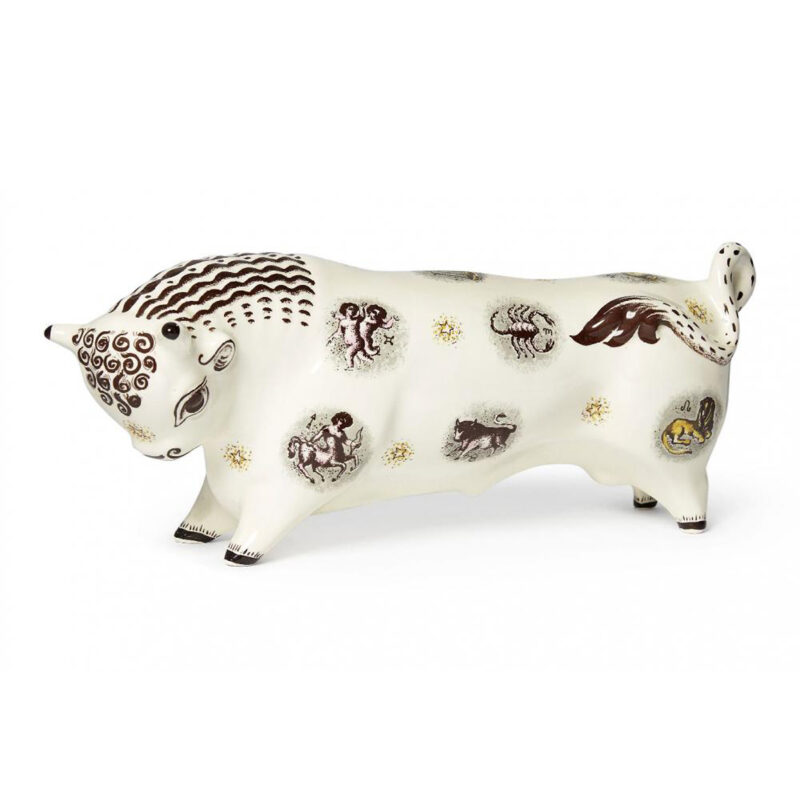 Wedgwood mid-century Queensware pottery Taurus the Bull by Arnold Machin C.1950