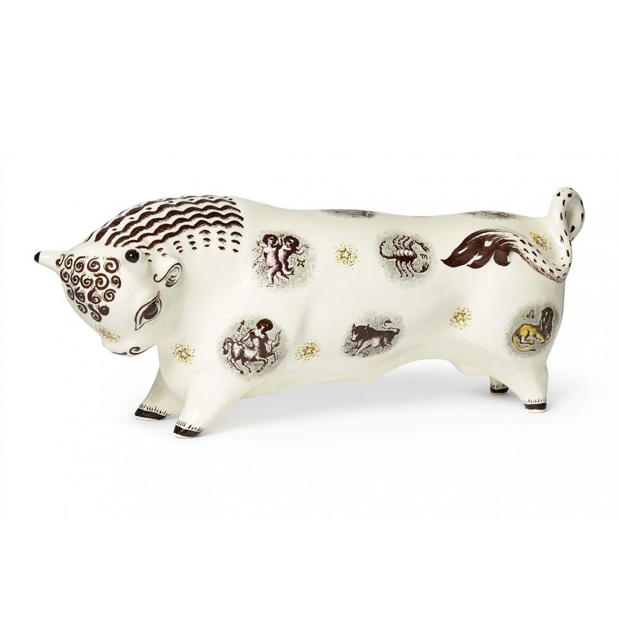 Wedgwood mid-century Queensware pottery Taurus the Bull by Arnold Machin C.1950