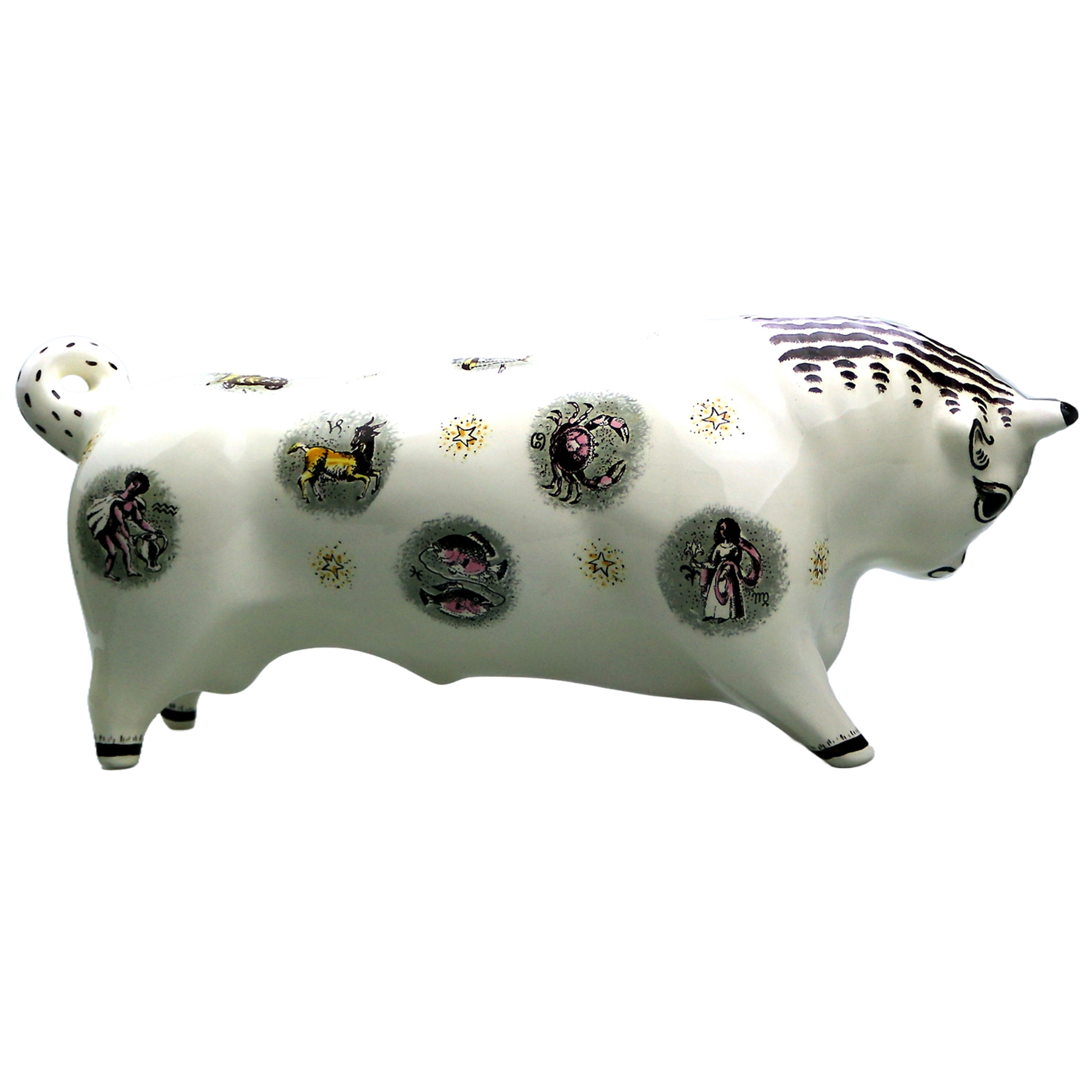 Wedgwood mid-century Queensware pottery Taurus the Bull by Arnold Machin C.1950