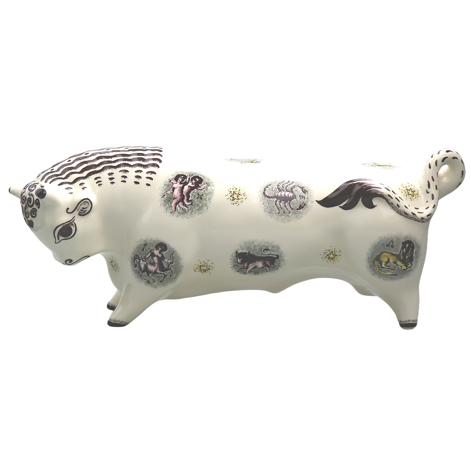 Wedgwood mid-century Queensware pottery Taurus the Bull by Arnold Machin C.1950